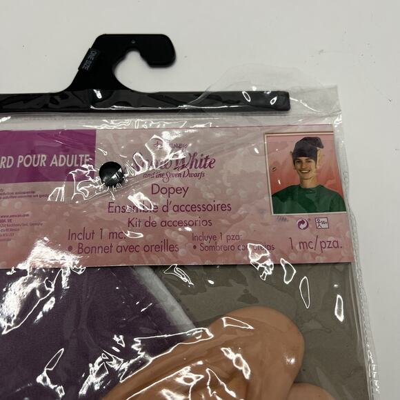 Disney Princess Sleepy Bashful Dwarf Costume Reversible Hat Beard Dopey Doc Lot - Picture 3 of 16